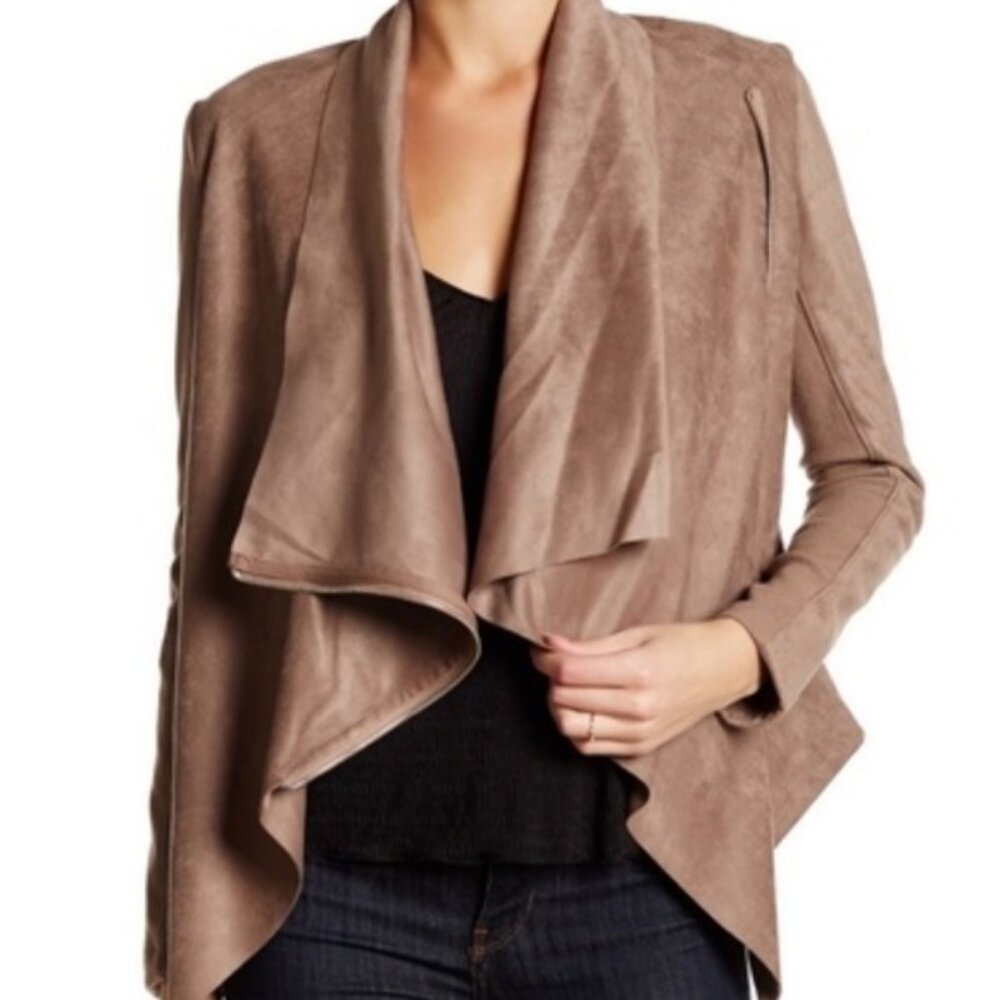 Vigoss Faux Suede Drape Collar Jacket XS